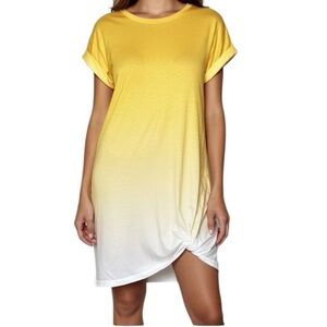 PIXIE LADY Yellow Ombre T-Shirt Dress